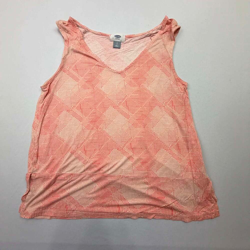 Old Navy Sleeveless V-Neck Tank Top with Geometric Pattern and Side Slits
